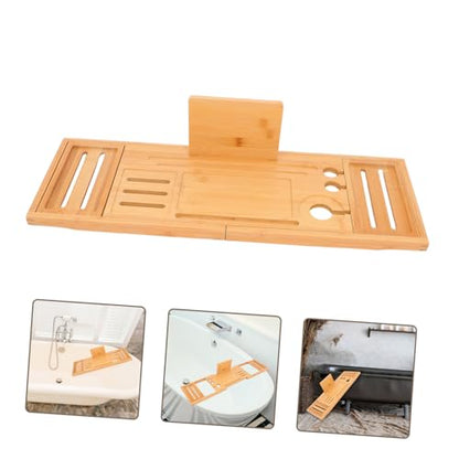 Teak Bathtub Expandable Bath Tray Table Nonslip Tub Tray Bamboo Bath Organizer Storage Rack