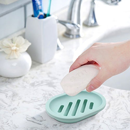 Topsky 2-Pack Soap Dish with Drain, Soap Holder, Soap Saver, Easy Cleaning, Dry, Stop Mushy Soap (Green) - color: Green
