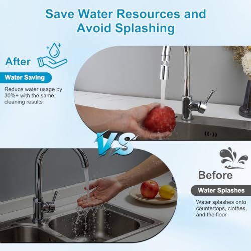 Hibbent 4-Mode Faucet Aerator, Faucet Sprayer Attachment, Chrome | NSF/ANSI/CAN 372 Certified, 360° Swivel Kitchen & Bathroom Sink Aerator, Faucet Replacement Part, 55/64 Inch Female Thread - color: Chrome, style: Four Modes