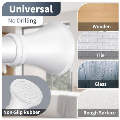 White Shower Curtain Rod 36-84 Inch(3-7ft), No Slip No Drill Stainless Steel Spring Tension Curtain Rod, No Rust Shower Rod Adjustable For Bathroom Window Bedroom - color: White, size: 36"-84"