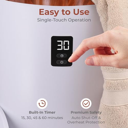 SereneLife Towel Warmer Bucket Style – Portable Blanket Heater with Fragrant Disc Holder, LED Display and Adjustable Timer, Holds 2 Large Towels, Auto Shut-Off, Bathroom Towel Warmer (Cherry) - color: Cherry