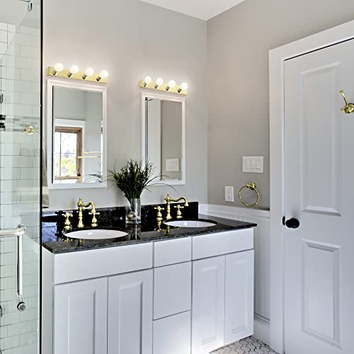 Design House 500868 4-Light Vanity Strip Light Contemporary Dimmable for Bathroom, Bedroom, Makeup Vanity, Polished Brass - color: Polished Brass