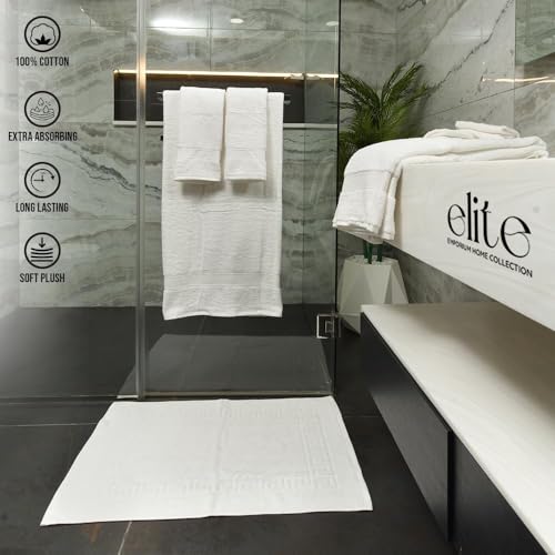 ELITE Emporium Home Collection 8-Piece Cotton Bath Towel Set - Ultra Soft, 550 GSM, Quick-Dry Towels - Bath Sheet, Bath Towels, Hand Towels, Washcloths, Bath Mat - Luxury Bathroom Towel Set (White) - color: White