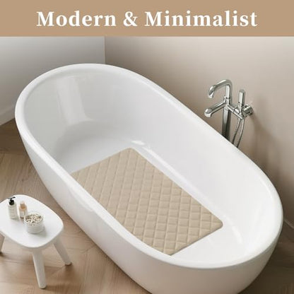 Yolife Bathtub Shower Mat Non Slip, Natural Rubber Bath Tub Floor Liner Mats with Strong Suction Cups for Inside Shower Bathroom, Machine Washable, Soft on Feet, 27.5 x 17 Inch, Brown - color: Brown