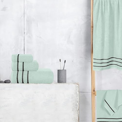 MyOwn Ultra Soft 6 Pack Cotton Towel Set, Contains 2 Bath Towels 28x55 inch, 2 Hand Towels 16x24 inch & 2 Wash Coths 12x12 inch, Ideal Everyday use, Compact & Lightweight - Sea Green, 71656 - color: Sea Green, size: 6-Piece Towel Set
