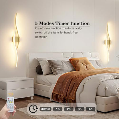 Modern Gold Bathroom Light Fixtures, LED Vanity Light with Remote Control, Bathroom Vanity Light Fixture Over Mirror, Wall Lights for Bedroom, 40.5 inch Wall Sconce Lighting for Home, Living Room - color: Gold