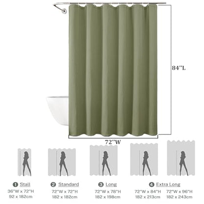 Aiyufeng Fabric Green Long Shower Curtain for Bathroom, 3D Textured Pattern Shower Curtain Hotel Spa Quality, Boho Bathroom Curtain Modern Style Soft Cloth Luxury, Machine Washable,72x84 Inches - color: Green, size: 72"W x 84"L (Pack of 1)