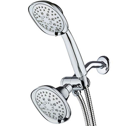 AquaDance Luxury Square 48-setting High-Pressure Dual Head/Handheld Shower Spa Combo. Extra-Long 72" Stainless Steel Hose, 3-way Flow Diverter, All-Chrome Finish. - color: Chrome