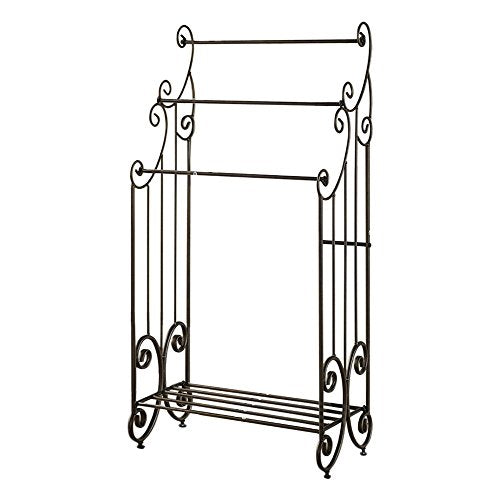 Kings Brand Furniture Pewter Metal Towel Racks for Bathroom with Shelf - 3 Long, Sturdy, Versatile & Modern Towel Rack with Storage Shelf Perfect for Laundry Room, Kitchen Area & Bathroom Towel Rack