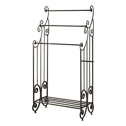 Kings Brand Furniture Pewter Metal Towel Racks for Bathroom with Shelf - 3 Long, Sturdy, Versatile & Modern Towel Rack with Storage Shelf Perfect for Laundry Room, Kitchen Area & Bathroom Towel Rack