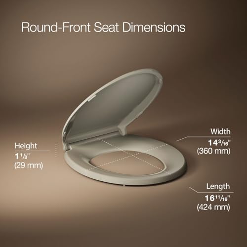 KOHLER 4639-RL-G9 Cachet ReadyLatch Round Toilet Seat Soft Close, Sandbar (Pack of 2) - color: Sandbar, size: Round (Pack of 2)