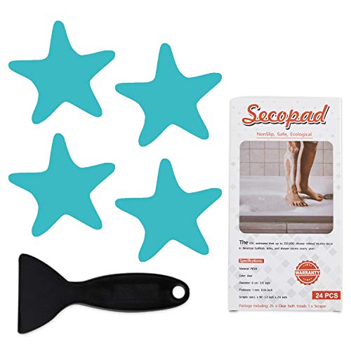 Secopad Anti Slip Shower Stickers Safety Bathtub Strips Adhesive Decals with Premium Scraper (Blue) - color: Blue