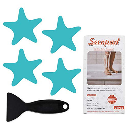 Secopad Anti Slip Shower Stickers Safety Bathtub Strips Adhesive Decals with Premium Scraper (Blue) - color: Blue