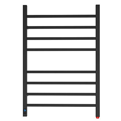 HEATGENE Towel Warmer with Timer and Temperature Control, Electric Towel Warmer with 8 Square Bars, Wall-Mounted Electric Towel Rack with 8 Square Bars, Plug-in/Hardwired Towel Rails - Matte Black - color: Matte Black