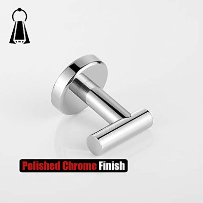 JQK Chrome Bathroom Towel Hook, 304 Stainless Steel Coat Robe Clothes Hook for Bathroom Kitchen Garage Wall Mounted (Pack of 2), TH100-CH-P2 - color: Chrome, size: 2 Pack