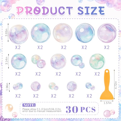 Fullhawl 30 Pcs Pastel Bubble Non Slip Bathtub Stickers Pastel Bubble Anti Slip Shower Stickers Shower Floor Nonslip Sticker Applique Adhesive Decals Treads with Scraper for Bathtub Bathroom Floor - style: Pastel Bubble