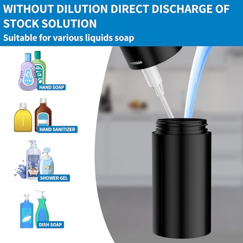 Automatic Soap Dispenser Touchless,15-Level,Kitchen Bath Black | Hands-Free,15-Level Dial Control,Thick & Thin Soap Compatible,Long Battery Life,Easy for Toddlers,Wall Mountable - color: Bright Black