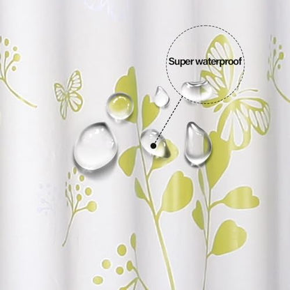 Plastic Shower Liner - Premium PEVA 4G Shower Curtain Liner with Rustproof Grommets and 3 Weighted Magnets, Waterproof Shower Curtains for Bathroom (Green Butterfly) - color: Green Butterfly, size: 71"W x 71"L (Pack of 1)