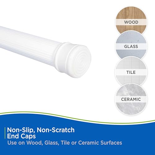 Kenney KN609L/1 Twist & Fit No Tools Spring Tension Standard Shower Curtain Rod with Non-Slip, Non-Scratch Ends, 42-72" Adjustable Length, Easy Install, White, 1" Diameter Rust Resistant Steel Tube - color: White