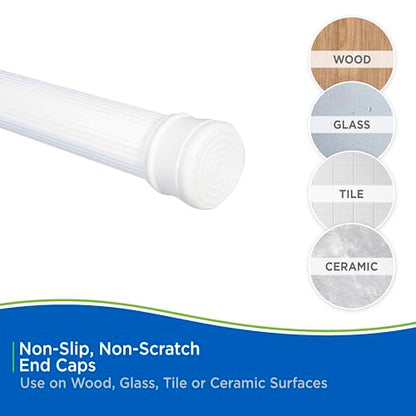 Kenney KN609L/1 Twist & Fit No Tools Spring Tension Standard Shower Curtain Rod with Non-Slip, Non-Scratch Ends, 42-72" Adjustable Length, Easy Install, White, 1" Diameter Rust Resistant Steel Tube - color: White