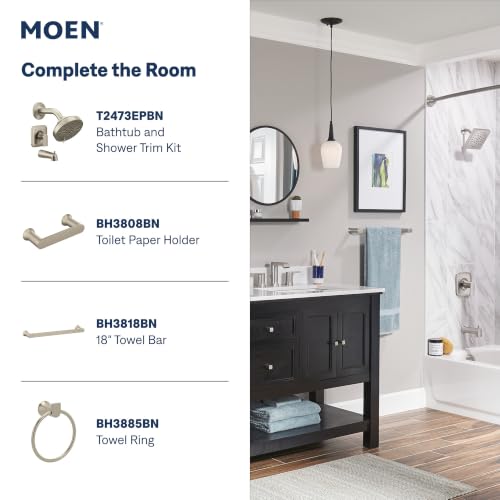 Moen Genta LX Two-Handle High Arc Widespread Bathroom Sink Faucet, for 3-Hole Setups, Valve Included, Brushed Nickel, TV6708BN - color: Brushed Nickel