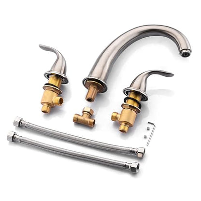 SUMERAIN Classic Roman Bathtub Faucet Brushed Nickel Tub Faucet 3 Hole 2 Handle, Valve Included | High Flow, Valve Included, Easy Install - color: Brushed Nickel, size: 8-3/8" spout reach
