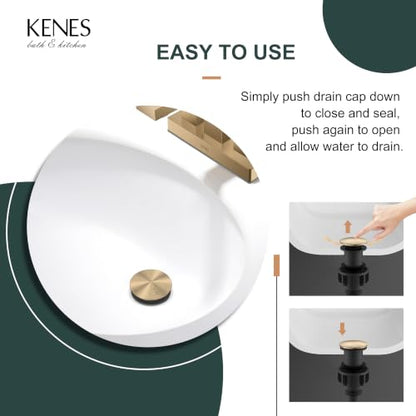 2 Pack Champagne Bronze Pop Up Bathroom Sink Drain Without Overflow | Bathroom Vanity Sink Drain Assembly, Built-in Anti-Clogging Strainer, Plastic Pop Up Drain for Bathroom Vanity Vessel Sink - color: Champagne Bronze X 2, size: Big Pop up Cap (Without O