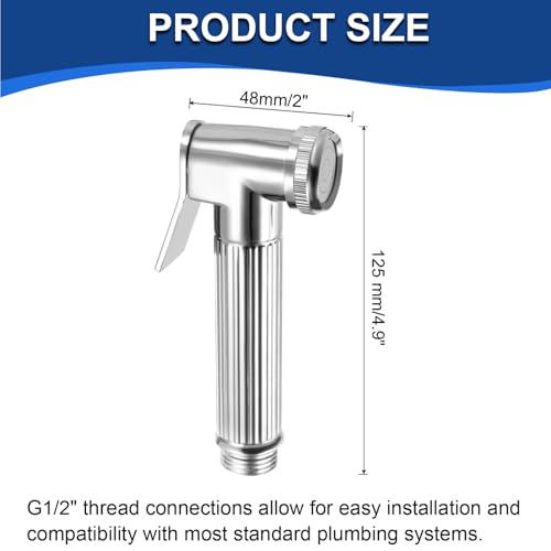 uxcell Handheld Bidet Sprayer for Toilet, Metal Bathroom Sprayer Kit Adjustable Water Pressure Control for Kitchen Bathroom Toilet Flushing Washing, Silver - color: Silver