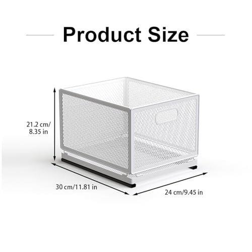 Pull Out Cabinet Organizer, Slide Out Drawers Fixed with Adhesive Nano Film, Pantry Shelves Sliding Drawer Storage Organization for Kitchen/Bathroom/Bedroom (11.8*9.4*8.3inch/30*24*21.2cm) - size: 11.8*9.4*8.3inch/30*24*21.2cm