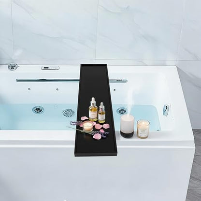 Acrylic Bathtub Tray, 29.9x7.9 Inch Bath Tray with 66lbs Capacity, 8mm Thick Spa Tub Shelf for Wine Book Tablet, Clear/Clear Black/Pure Black (Pure Black) - color: Pure Black