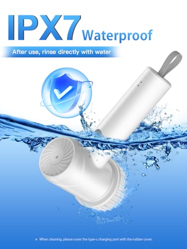 Electric Spin Scrubber - Cordless IPX7 Waterproof Shower Scrubber with 2 Speed Settings and 6 Replaceable Heads，Electric Cleaning Brush for Bathroom，Kitchen and Windows - style: Short Handle