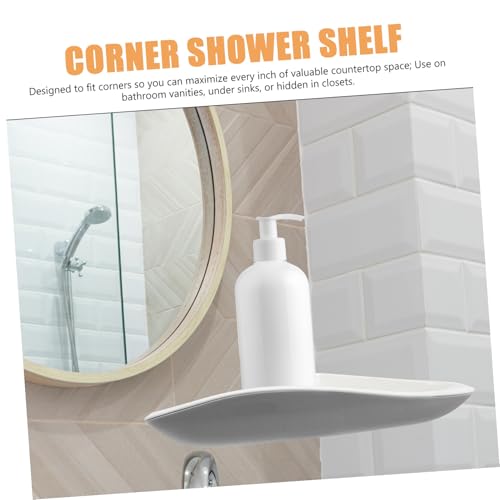 PRETYZOOM Wall Mounted Corner Shelf Organizer Punch-Free Bathroom Storage Rack Triangular Shower Shelf for Corner Waterproof Plastic Easy to Install for Bathroom and Kitchen