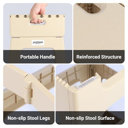Foldable Bath Shower Safety Chair Seat, 17.7" High Anti-Slip Bench Bath tub Stool for Elderly or Seniors (Beige) - color: Beige