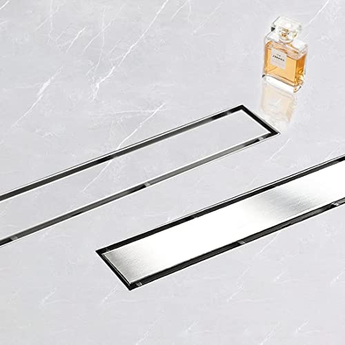 40"Linear Shower Drain Brushed Silver Drain with Tile Insert Grate | AISI 304 Stainless Steel Fast Drainage Rectangle Hidden Shower Trench,Detachable Hair Catcher Easy to install,Leveling Feet - color: Stainless Steel, size: 40 Inch (No Base)