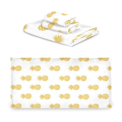 ALAZA 3-Piece Towel Set, Gold Pineapple Bath Towel Sets, 1 Bath Towel, 1 Hand Towel, 1 Washcloth, Absorbent Soft Towels Quick Drying for Bathroom - color: Multi14