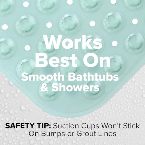 SlipX Solutions 39x16 Extra Long Non Slip Bath Mat, Tub & Shower, Lt Green | Anti Slip Mat for Elderly & Kids Bathroom, 30% More Coverage, 200 Suction Cups, Hundreds of Drain Holes - color: Translucent Light Green