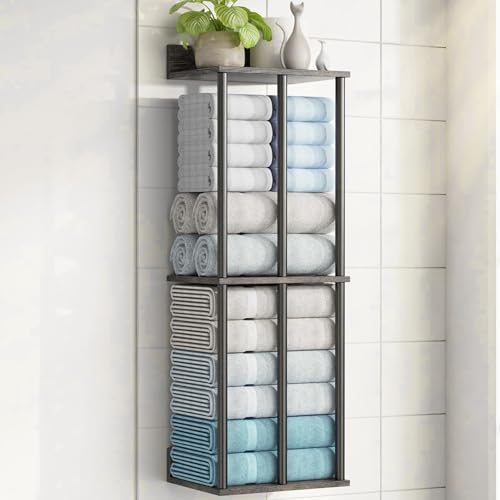 Large Capacity Three-layer Towel Racks for Bathroom Wall Mounted, Updated 3 Bar bath Towel Holder for Bathroom, Bath Towel Rack for Wall Mounted, Metal Small Bathrooms Towel Storage Rack, Black Walnut - color: Black Walnut