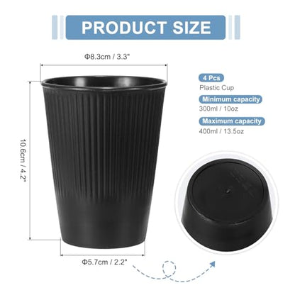 uxcell 4 Pcs Simple Toothbrush Cup, 3.3 x 3.3 x 4.2 Dishwasher Safe Bathroom Tumbler Reusable Plastic Cup Set for Storing Toothpaste Combs, Black - color: Black