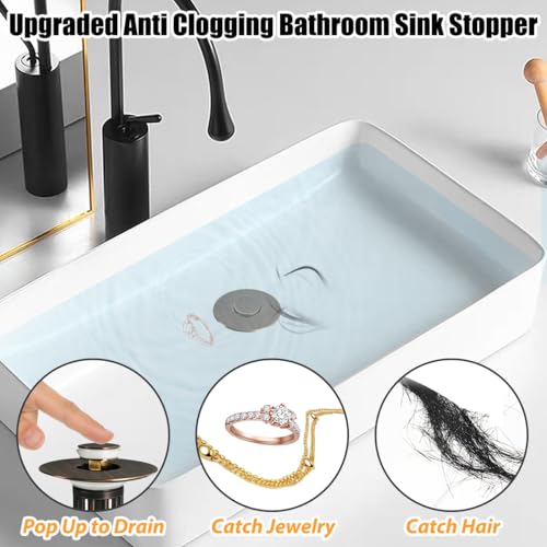 Anlige 3 in 1 Pop Up Bathroom Sink Stopper, Bathroom Sink Drain Strainer, with Removable Basket Hair Catcher, Universal Sink Plug Cover for 1.06 in to 1.6 in Drain, Oil Rubbed Bronze - color: Oil Rubbed Bronze