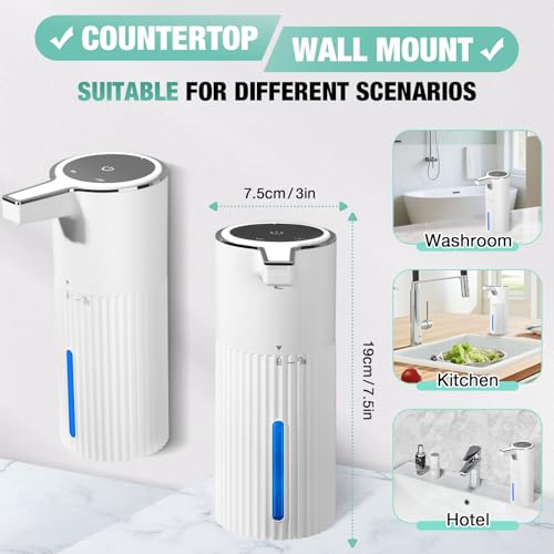 Monstake 2 Pack Automatic Soap Dispenser, Touchless Rechargeable | 4 Gears Adjustable Liquid Hand Dish Soap Dispenser for Kitchen Sink Bathroom White