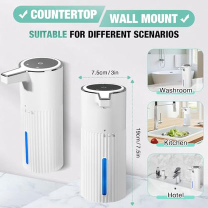 Monstake 2 Pack Automatic Soap Dispenser, Touchless Rechargeable | 4 Gears Adjustable Liquid Hand Dish Soap Dispenser for Kitchen Sink Bathroom White