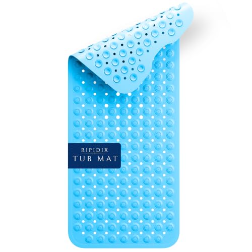 Bathtub Mat Non-Slip – 39" x 15.5" Extra Long Shower Mat with Suction Cups, BPA Free & Machine Washable, Textured Bath Mat for Tub, Ideal for Kids, Seniors & Pregnant Women, Blue - color: Blue