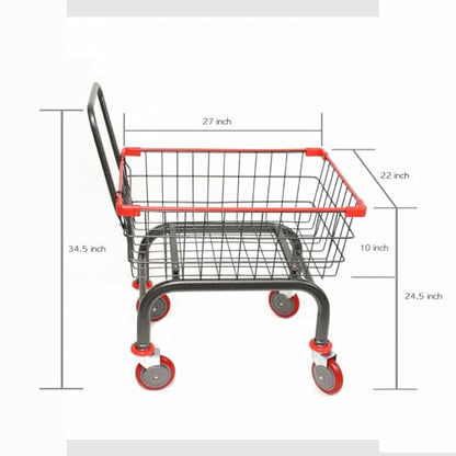 Heavy Duty Laundry and Grocery 1.8 Bushel Cart with U-Handle, 5" Wheel (Red) - color: Red