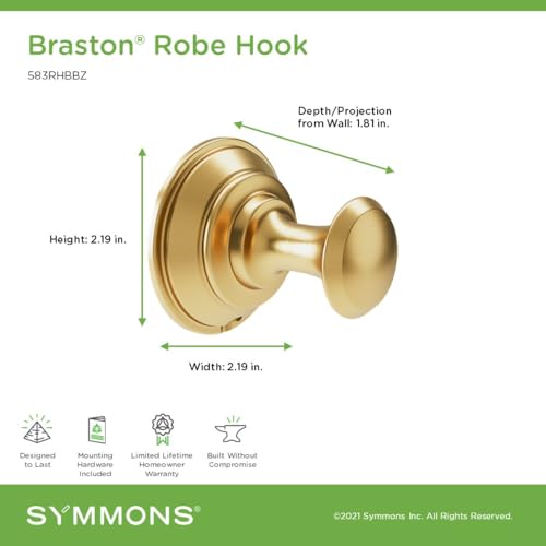 Symmons Braston Wall Mounted Robe and Towel Hook in Brushed Bronze - color: Brushed Bronze