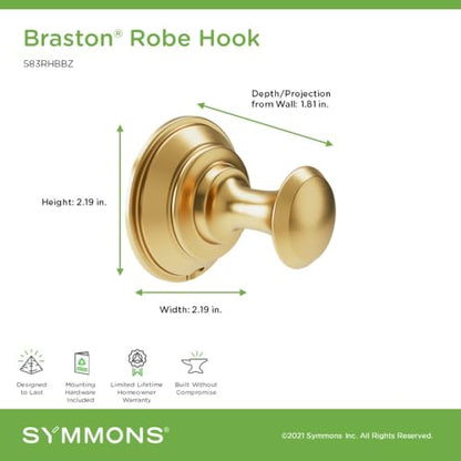 Symmons Braston Wall Mounted Robe and Towel Hook in Brushed Bronze - color: Brushed Bronze