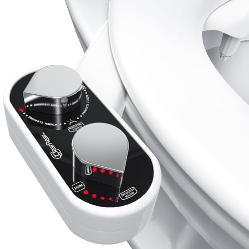 CLEAR REAR Bidet Attachment for Toilet Seat - Non-Electric with Self Cleaning Dual Nozzles, Leak Proof Connectors, Adjustable Water Spray, Rear & Feminine Wash - Hygienic Bathroom Upgrades - color: F. Black/2Pack