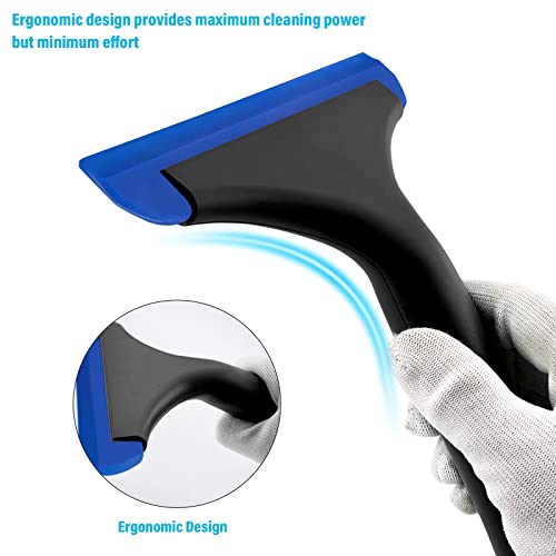 Small Silicone Squeegee Window Shower Squeegee Tool,Auto Water Blade for Car Windshield, Window, Mirror, Glass Door,Bathroom - color: Black+ Blue