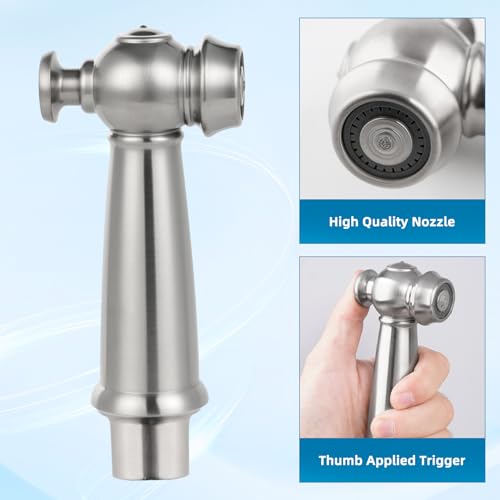 Universal Kitchen Sink Sprayer with Hose/Holder/Adapters, Brushed Nickel | Sink Faucet Sprayer Attachment Compatible with Moen/Delta, Side Sprayer Head with Quick Connector, NSF/ANSI/CAN 372 Certified - color: Brushed Nickel Finished, style: One-Thumb Pre