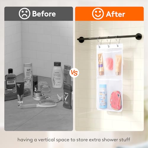Lifewit Mesh Shower Caddy, 5 Pockets Hanging Bathroom Organizer, 1 Pack | 12" x 20", Attached 3 Hooks, Quick-Dry, Portable, Cruise Essentials, Idea for Toiletry, RVing, Travel, Camping - size: 12" × 20"