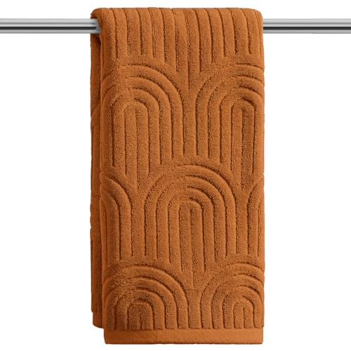 Artoid Mode 1 Pc Caramel 3D Arched Stripes Jacquard Hand Towels for Bathroom, 100% Cotton Soft Absorbent Bathroom Decor Towels, 13.7 x 29.5 Inch - color: Caramel, size: 13.7" x 29.5", 1PC